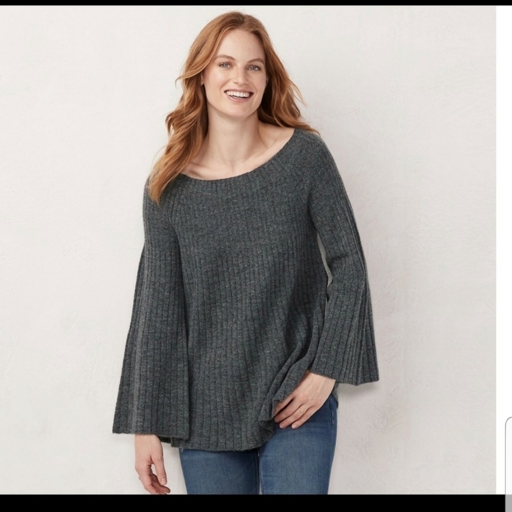 Lauren conrad Sweater Laceup swing pullover sweater Large
